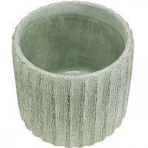 Planteringskärl Keramik Grön Retro Randig Ø12,5cm H11,5cm