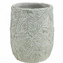 Artikel Planteringskärl keramik grön vit grå furugrenar Ø12cm H17,5cm