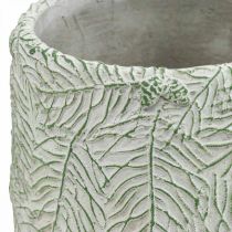 Planteringskärl keramik grön vit grå furugrenar Ø12cm H17,5cm