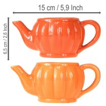 Artikel Keramisk kruka/tekanna, blandad orange, 15×9×6,5 cm, 2 stycken