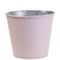 Planteringskruka metall blomkruka pastellrosa Ø16cm H14cm