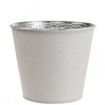 Planteringslåda metall blomkruka pastellvit Ø13,5cm H12,5cm