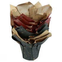 Artikel Planteringspappersstjärnor röd/antracit/naturlig Ø12cm H12cm 9st