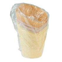 Artikel Planteringspapper vävt vanilj, orange, rosa Ø9cm H18cm 9st