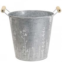 Planteringskärl, vintage dekorativ metallhink Ø21,5cm H19cm