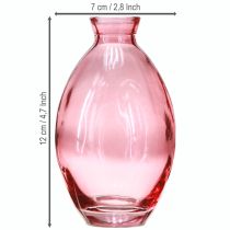 Artikel Lökvas, minivaser, tonat rosa glas, Ø7cm, H12cm, 6 stycken