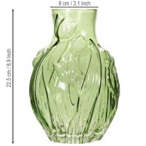 Artikel Glasvas med präglad tulpandesign för inredning, 22,5 cm