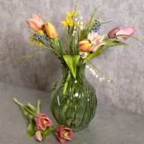Artikel Glasvas med präglad tulpandesign för inredning, 22,5 cm