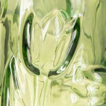 Artikel Glasvas med präglad tulpandesign för harmonisk rumsdesign, 30 cm