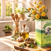 Artikel Olivoljavas, keramik, perfekt för köksdekoration och medelhavsbord, 18 cm