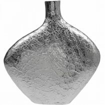 Artikel Dekorativ vas metall hamrad blomvas silver 33x8x36cm