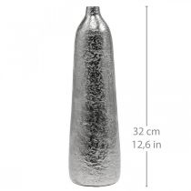 Dekorativ vas metall hamrad blomvas silver Ø9,5cm H32cm