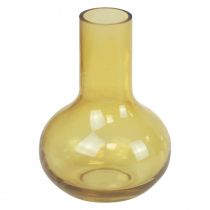 Vas gul glasvas lökformad blomvas glas Ø10,5cm H15cm