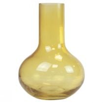 Vas gul glasvas lökformad blomvas glas Ø10,5cm H15cm