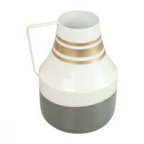 Vas metallhandtag dekorativ kanna grå/kräm/guld Ø17cm H23cm