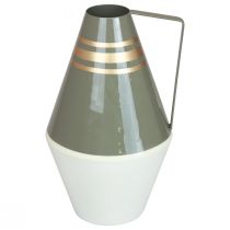 Vas metallhandtag grå/kräm/guld vintage Ø19cm H31cm