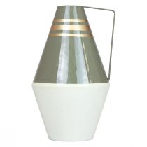Artikel Nostalgisk metallvas med handtag i vintage-look - Creme/Grå/Guld Ø19cm H31cm