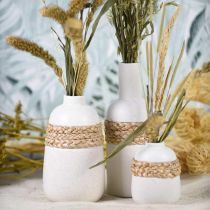 Artikel Blomvas vit keramik och sjögräs Liten bordsvas H10,5cm
