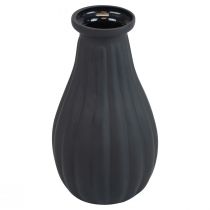 Vas svart glas vasspår dekorativ vas glas Ø8cm H14cm