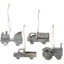 Artikel Dekorativa vintagebilar i metall för upphängning, blandade storlekar, 9-10 cm, 4 stycken