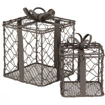 Artikel Vintage trådkorg present metallgrå 10,5/7,5 cm Set om 2