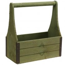 Vintage växtlåda träverktygslåda olivgrön 28×14×31cm