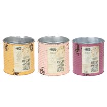 Artikel Blomkruka/tenn i vintage-look med text för inomhusdekoration, 11 cm, 3 stycken