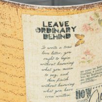 Artikel Blomkruka/tenn i vintage-look med text för inomhusdekoration, 11 cm, 3 stycken