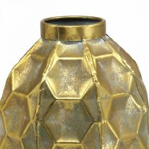 Vintage vas guld blomvas honeycomb look Ø22,5cm H31cm