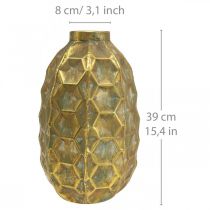 Artikel Vintage vas guld blomvas honeycomb look Ø23cm H39cm