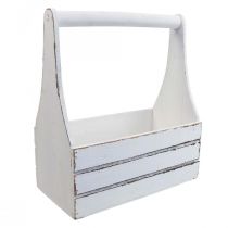 Vintage blomlåda träkruka vit 28×14×31cm