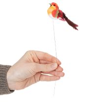 Artikel Konstgjord fågel med tråd för pyssel, färgglad dekoration för alla årstider, 8 cm, 12 stycken
