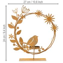 Artikel Dekorativ blomljushållare med fågelmotiv, rostfri 24×27×6 cm