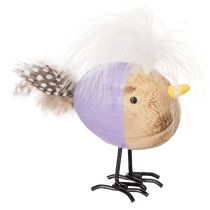 Artikel Dekorativ träfågel med fjädrar och färgglad kropp för bordsdekoration, 10 cm, 6 stycken