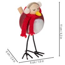 Artikel Dekorativ fågelfigur med halsduk, vinterdekoration, 11 cm, 4 stycken