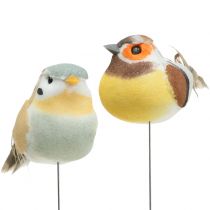Mini fåglar på tråden vit / brun 5-7cm 16st
