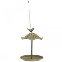 Fågelbad hängande metall fågelbad trädgård antik look H28cm