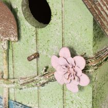 Artikel Fågelholk med blomsterdekoration, romantisk lantställedekoration, 19 cm