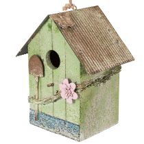 Artikel Fågelholk med blomsterdekoration, romantisk lantställedekoration, 19 cm
