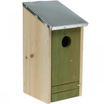Holklåda för upphängning, häckhjälp för småfåglar, fågelhus, trädgårdsdekoration natur, grön H26cm Ø3,2cm