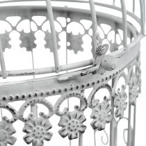 Fågelbur för upphängning, dekorativ voljär, metalldekoration, shabby chic vit Ø12,5cm H25cm