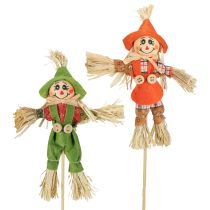 Artikel Fågelskrämmablomstänger gröna orange H16cm 16 st