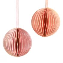 Artikel Honeycomb boll Juldekorationer aprikos rosa Ø7cm 4 st
