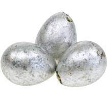 Vaktelägg dekoration silver tom 3cm påskdekoration 50p