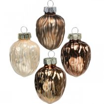 Artikel Julgransprydnader valnöt deco hängsmycke glas 4,5cm 6st