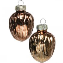 Artikel Julgransprydnader valnöt deco hängsmycke glas 4,5cm 6st