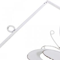 Artikel Fjärilshängande vår Metall Väggkonst Shabby Chic Vit Silver H47,5cm