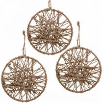 Väggdekoration boho stil, dekorativt ring juteband Ø23cm 5st
