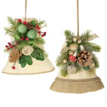 Artikel Väggdekoration julklocka jute blandade H20cm 2 st