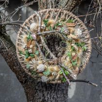 Väggdekoration boho stil, dekorativt ring juteband Ø38cm